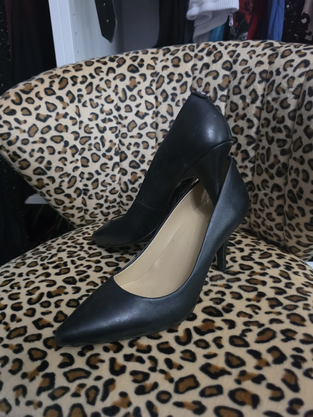 Michael Kors Black Leather Kitten Heels Never Worn 10